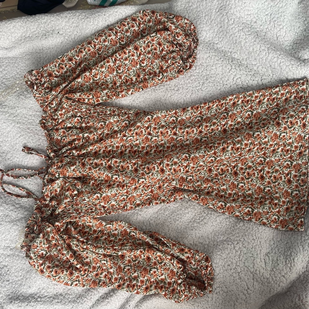 Orange/green floral dress